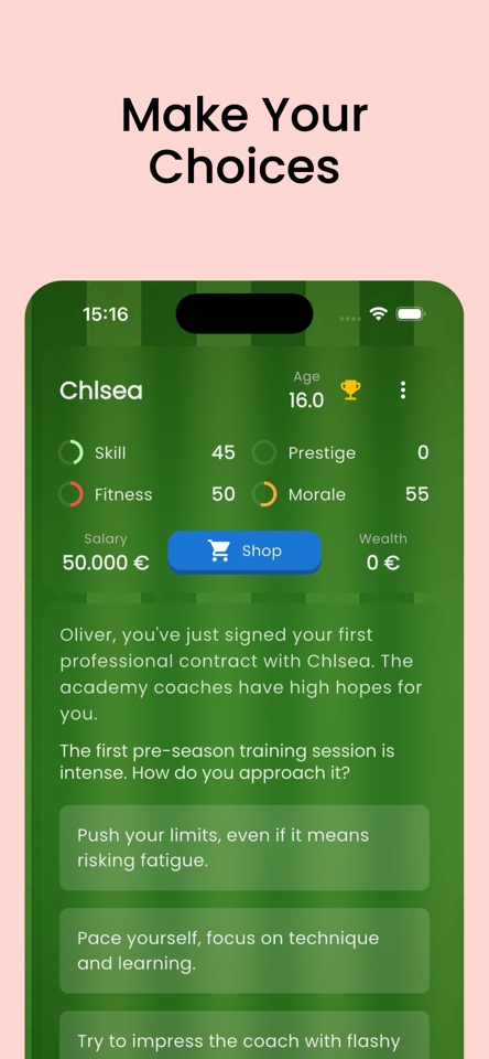Legendary Soccer Simulation: make your career choices
